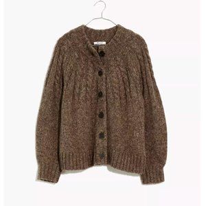 Madewell Harwood Cableknit Mockneck Cardigan Sweater